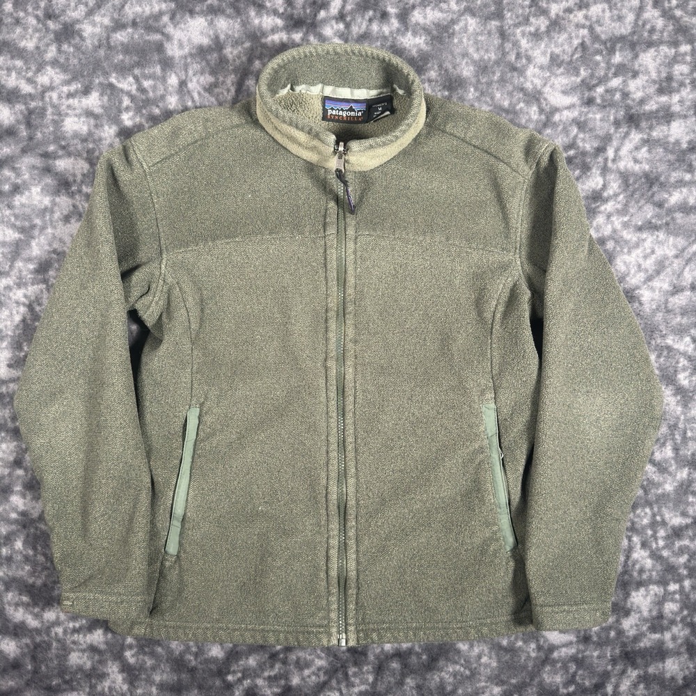 Patagonia Synchilla Full Zip Fleece Jacket Womens Size M Green Outdoors Hiking